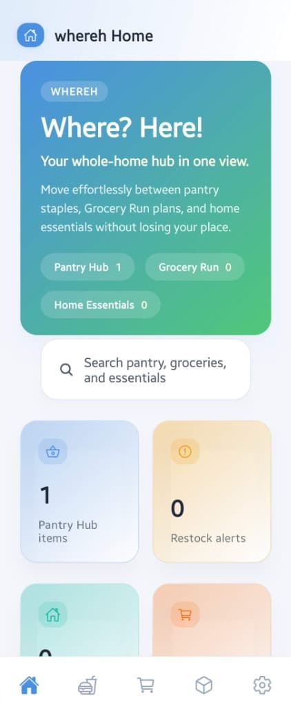 Whereh App Home Screen